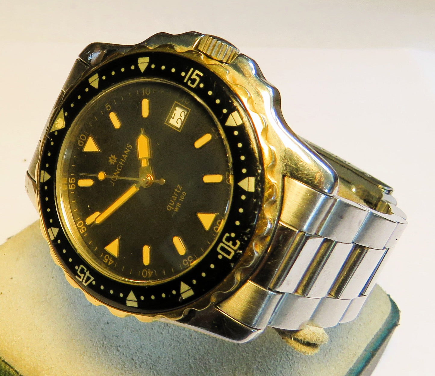 Seltene Taucheruhr Junghans WR 100 Quarz drehbare Lünette Datum ca. 1970 - Sammler - Uhren