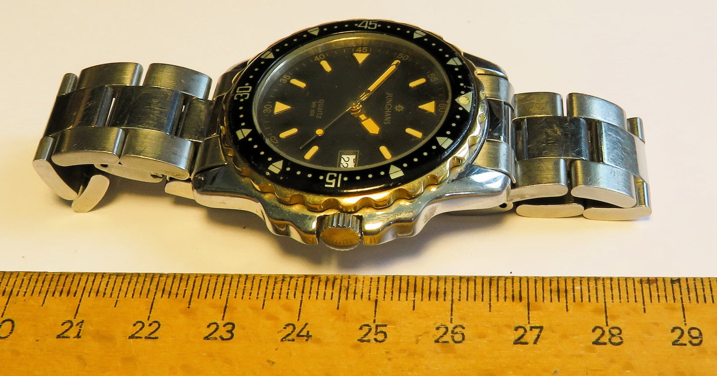 Seltene Taucheruhr Junghans WR 100 Quarz drehbare Lünette Datum ca. 1970 - Sammler - Uhren