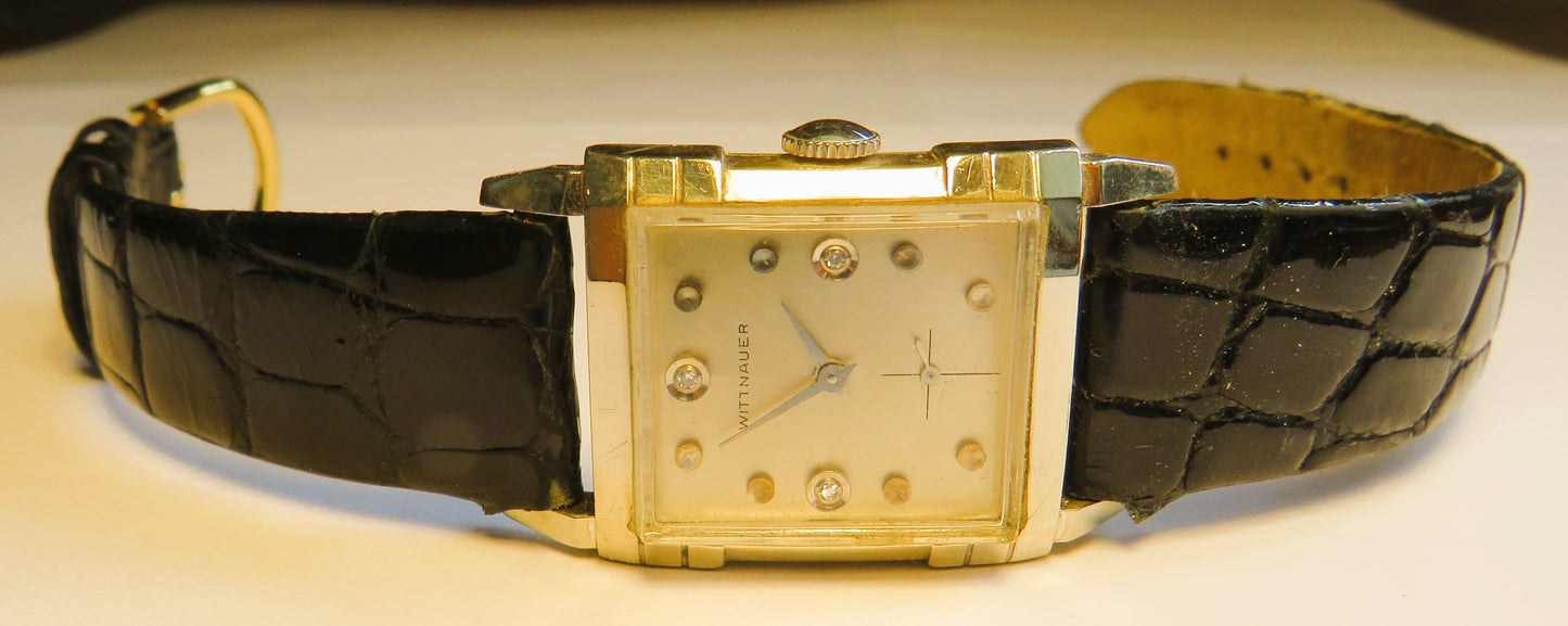 Wittnauer Diamant Brillant Armbanduhr Herren unisex ca. 1960 10K goldfilled - Sammler - Uhren
