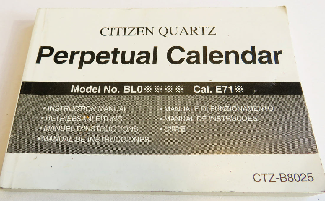 Citizen Cal. E71 Quartz Quarz Perpetual Calendar Bedienungsanleitung Manual