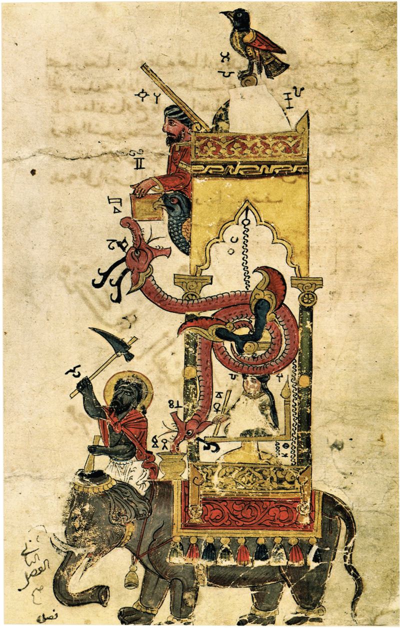 Die Elefanten Wasseruhr von Ismail al-Jazari aus dem Jahr 1180