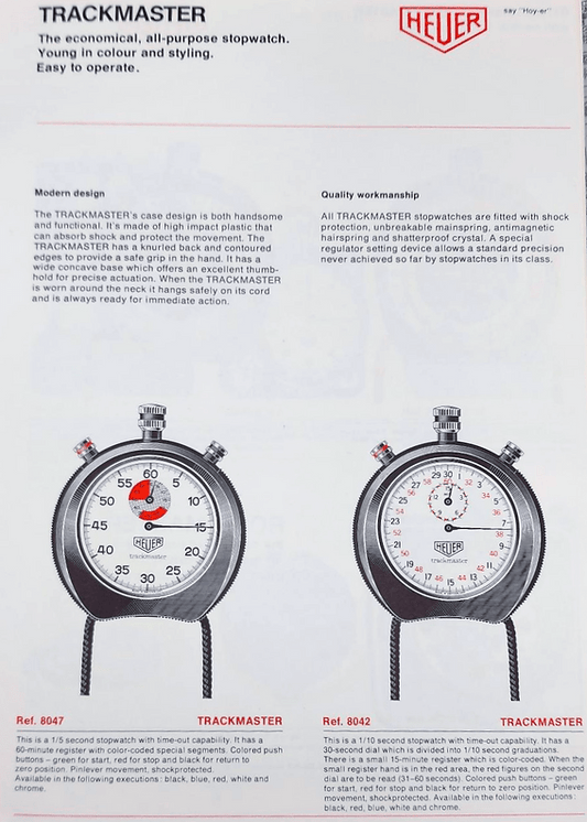 Heuer Trackmaster Ref. 8042 Chronograph orig. Werbung aus 1969 - Sammler-Uhren