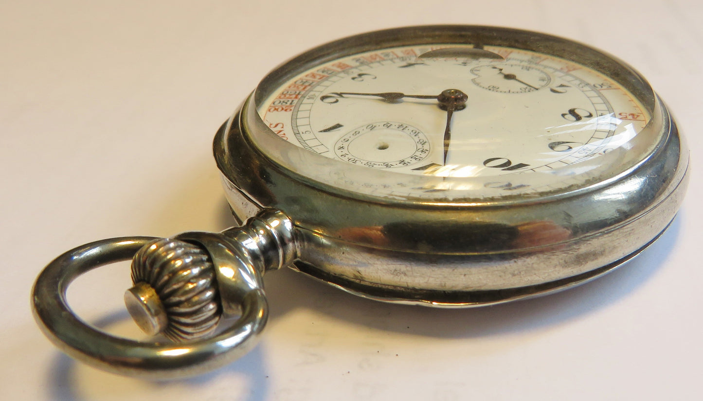 800 Silber Herren TU Schaltrad Chronograph Doctor`s Watch ca. 1940 Tachymetre - Sammler - Uhren