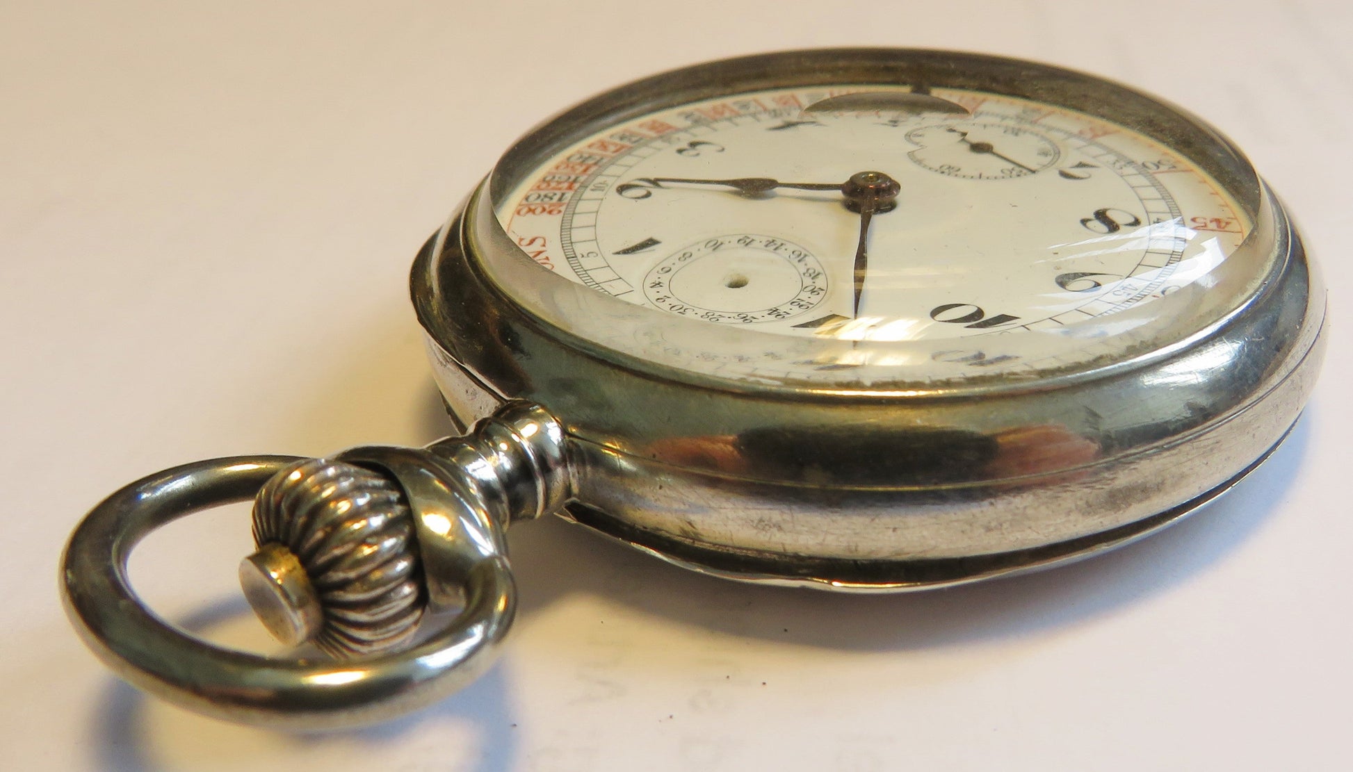 800 Silber Herren TU Schaltrad Chronograph Doctor`s Watch ca. 1940 Tachymetre - Sammler - Uhren