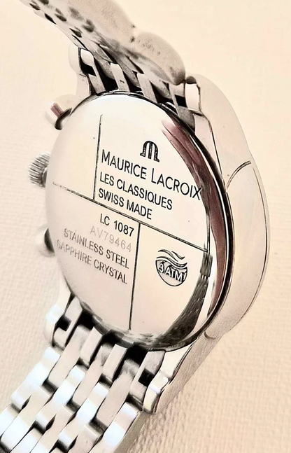 Maurice Lacroix Quartz Chronograph Moon Phase LC 1087 Full Set Original Box Papers