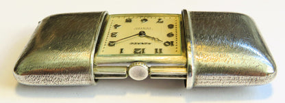 Movado Ermeto 925 Sterling Silver Luxury Sliding Watch Travel Clock circa 1930