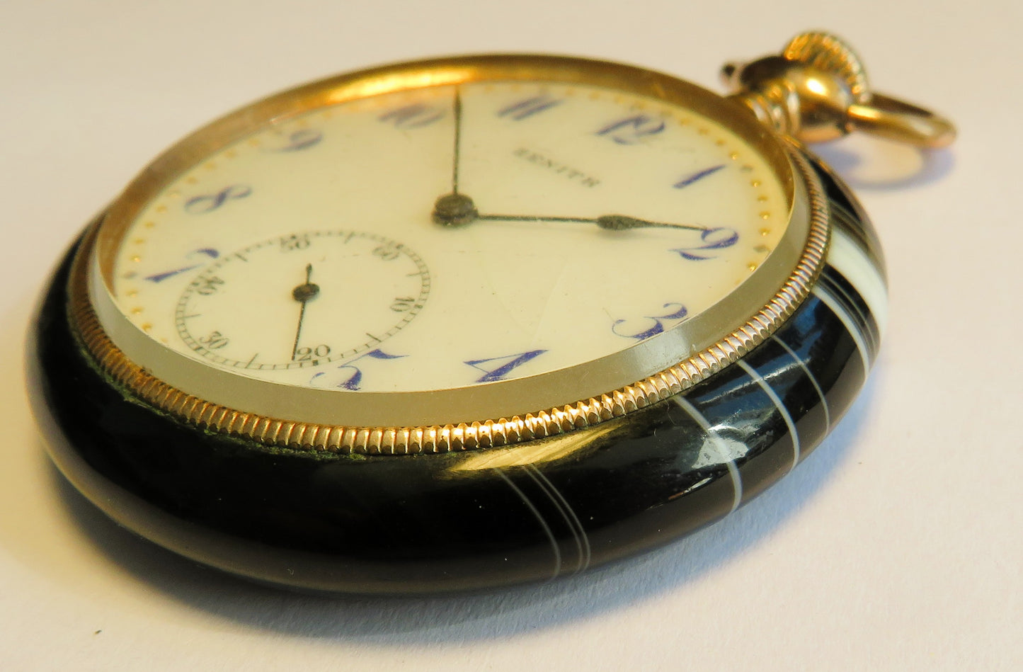 Zenith Chronometer Rarest Luxury Men's Pocket Watch in Agate Case circa 1900