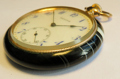 Zenith Chronometer Rarest Luxury Men's Pocket Watch in Agate Case circa 1900