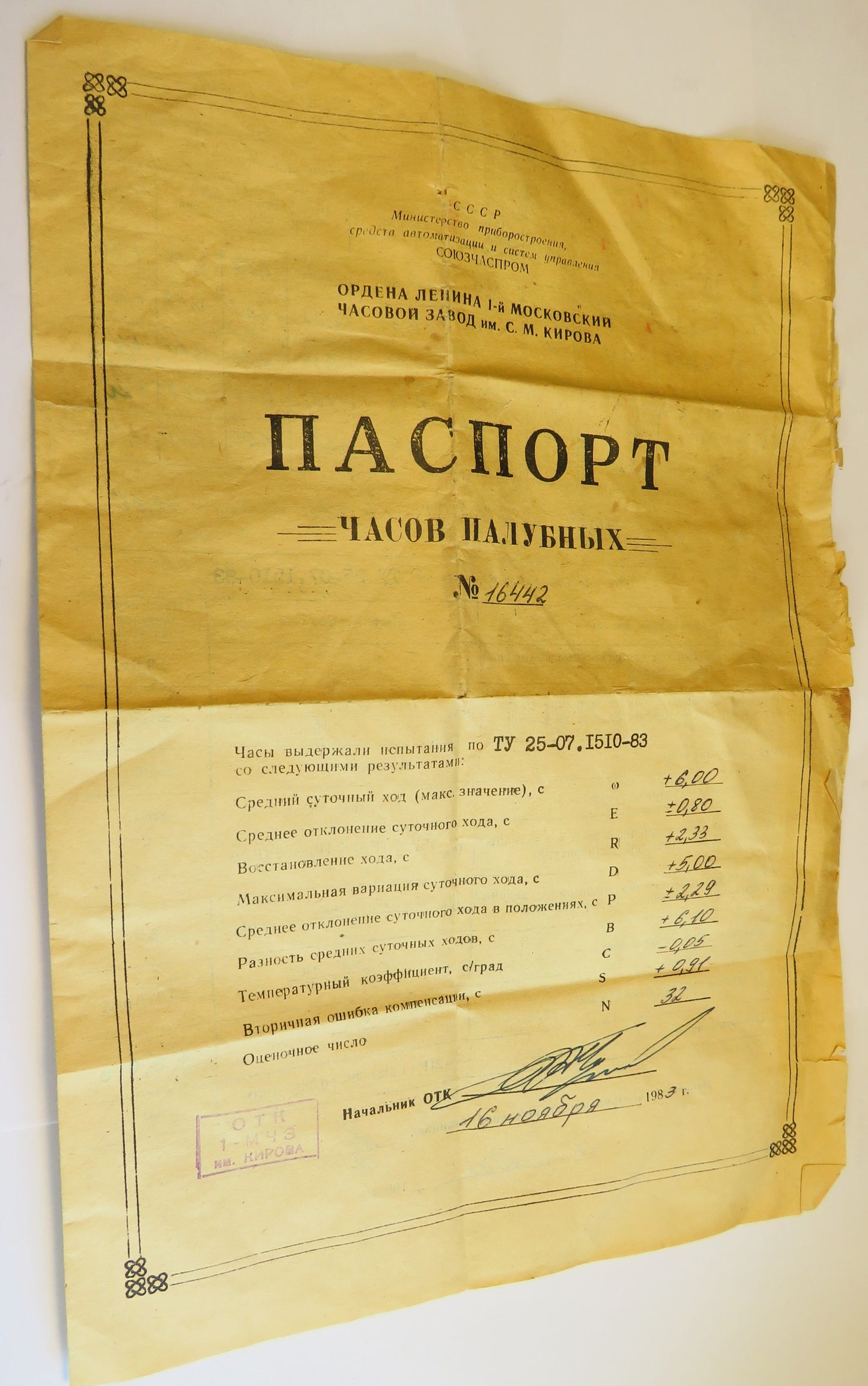 Poljot Kirova Deck Watch Ship Marine Chronometer with Papers Original Box CCCP