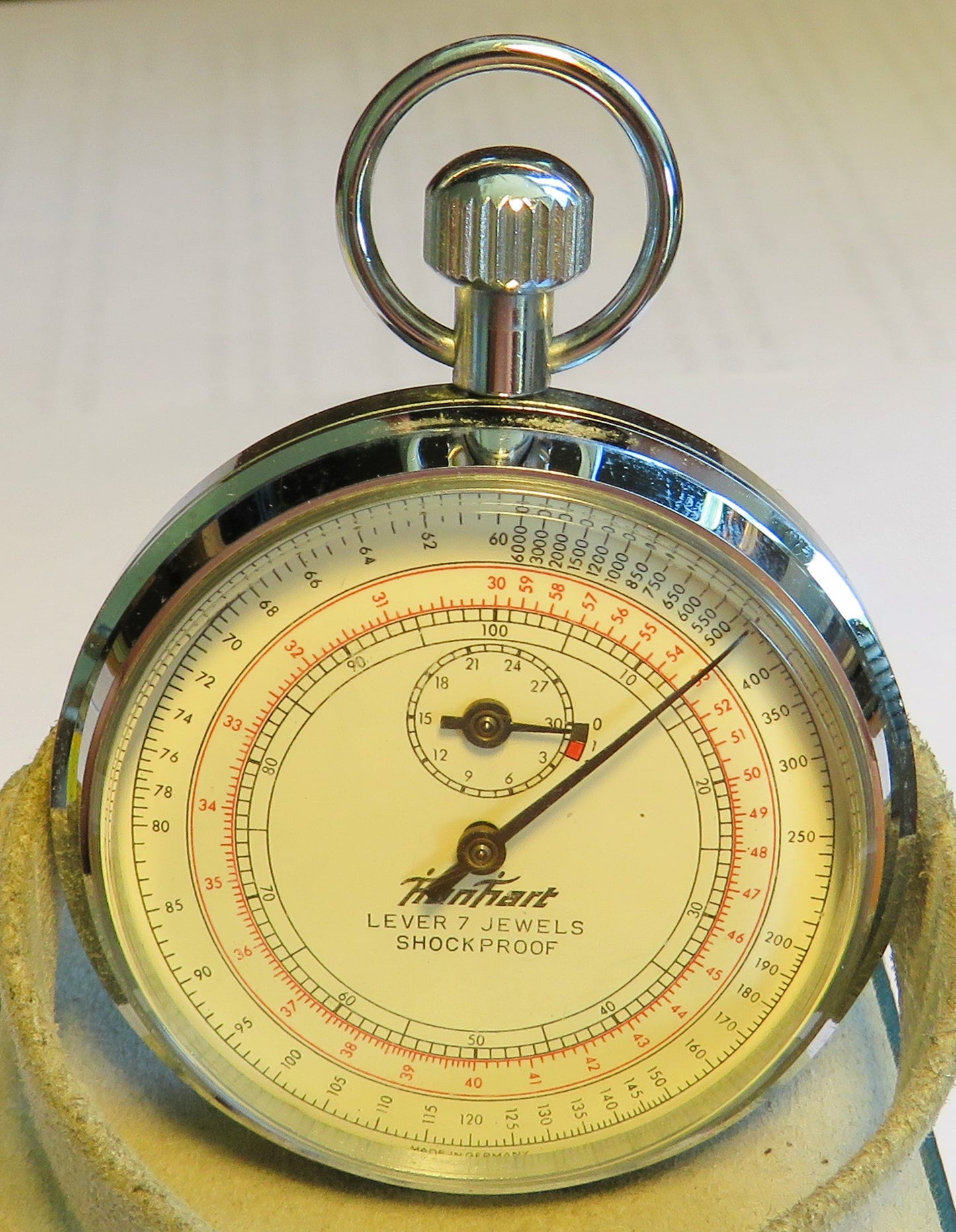 Hanhart Torpedo Running Time Artillery Stopwatch Bund ca. 1960 Fullset Box Papers