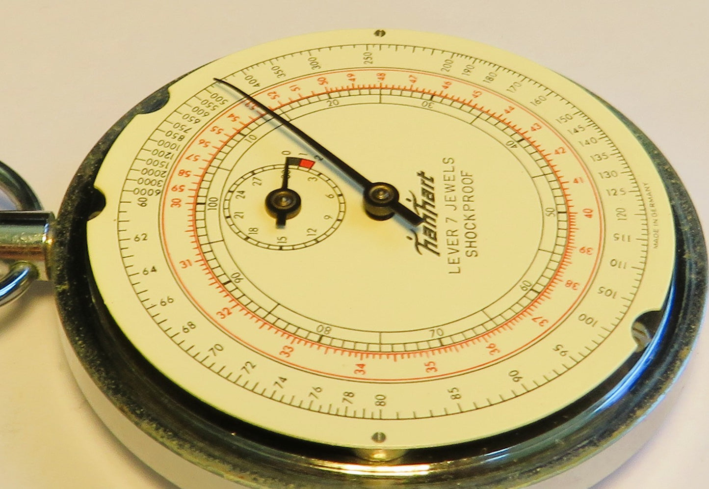 Hanhart Torpedo Running Time Artillery Stopwatch Bund ca. 1960 Fullset Box Papers