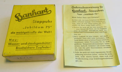 Hanhart Torpedo Running Time Artillery Stopwatch Bund ca. 1960 Fullset Box Papers