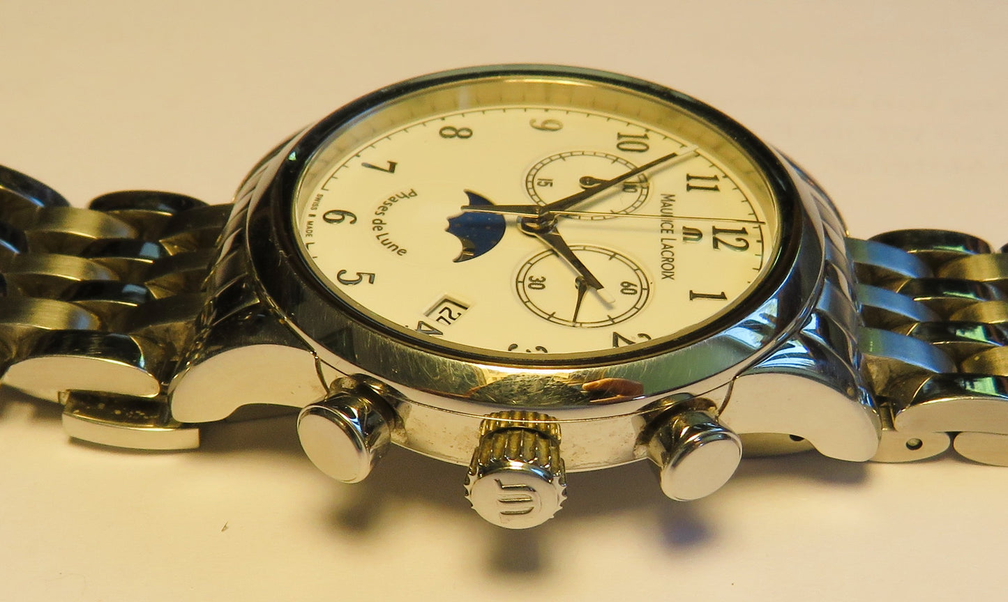 Maurice Lacroix Quarz Chronograph Phase de Lune LC 1087 Fullset OVP Papiere