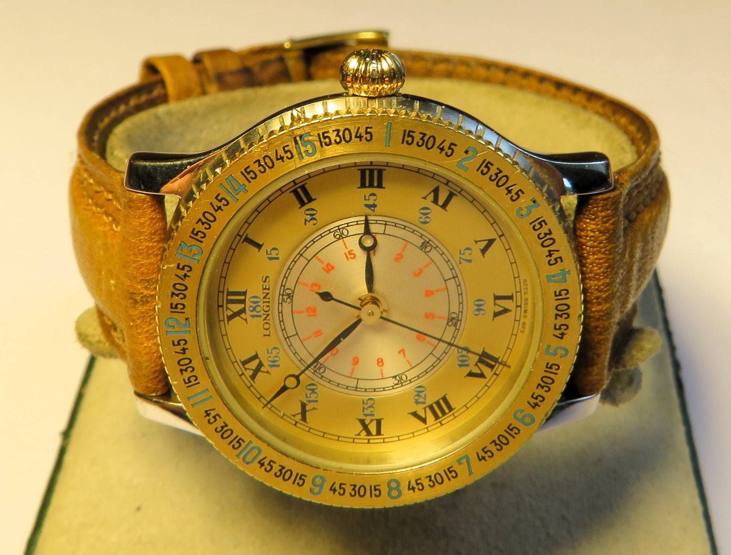 Longines Lindbergh unisex Stundenwinkel Uhr Hour Angle L 628.1 mass. Goldlünette
