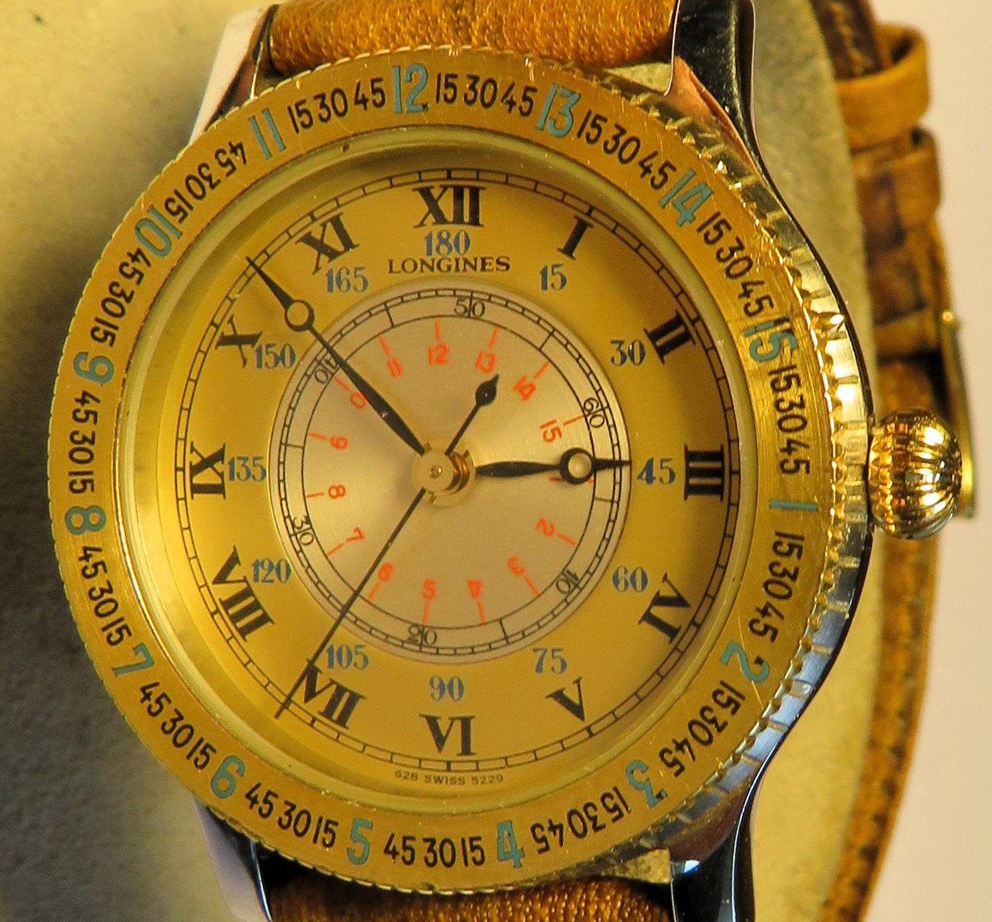Longines Lindbergh unisex Stundenwinkel Uhr Hour Angle L 628.1 mass. Goldlünette