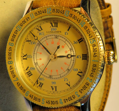 Longines Lindbergh unisex Stundenwinkel Uhr Hour Angle L 628.1 mass. Goldlünette