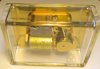 Large Reuge Sainte Croix cylinder music box in an elegant glass display case, Magic Flute with bells