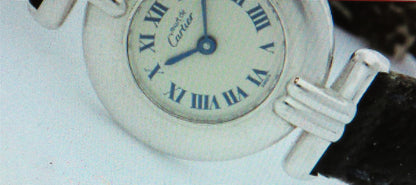 Must de Cartier Women's Luxury Watch Quartz 925 Sterling Silver Sapphire Carbon