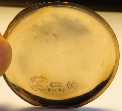 A. Lange &amp; Söhne Glashütte DUF 14K 585 Gold Lepine Men's Pocket Watch 1890