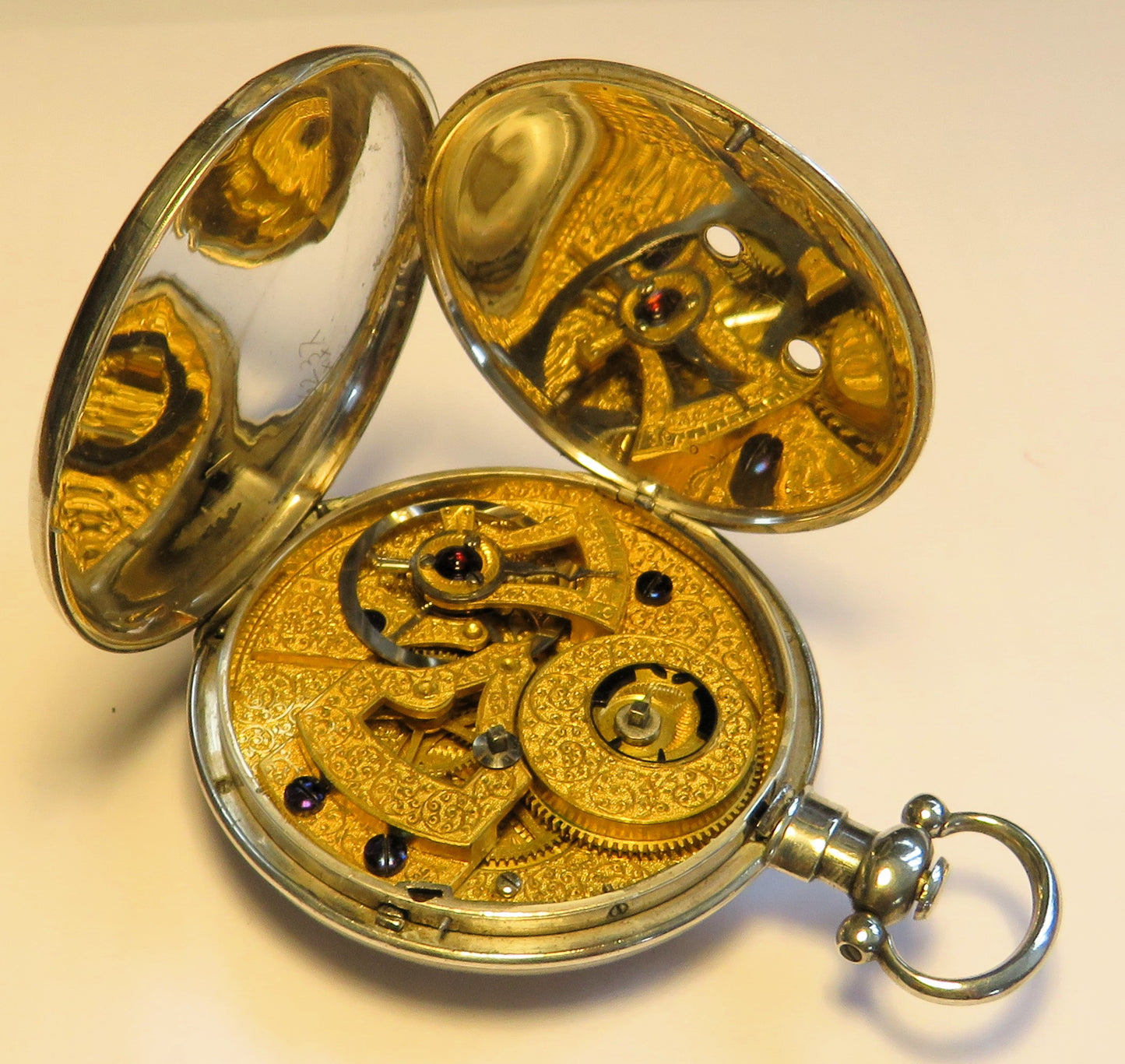 700 silver ornate watch observation clock, deck observation chronograph with central seconds.