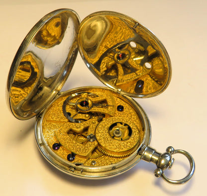 700 silver ornate watch observation clock, deck observation chronograph with central seconds.