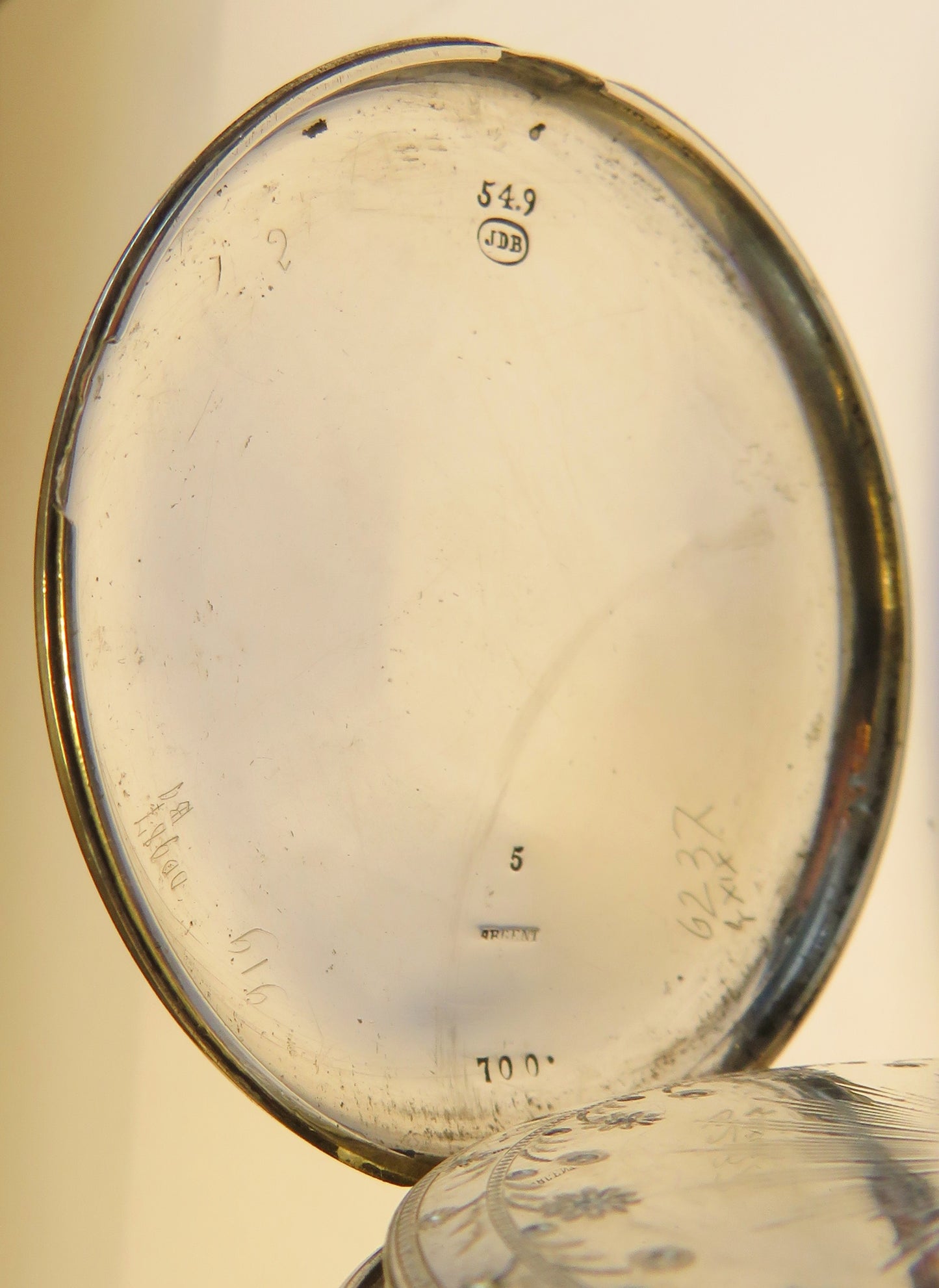 700 silver ornate watch observation clock, deck observation chronograph with central seconds.