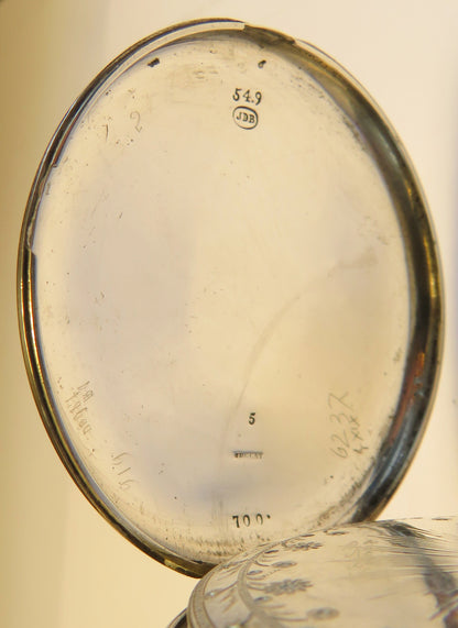 700 silver ornate watch observation clock, deck observation chronograph with central seconds.