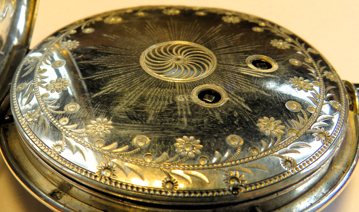 700 silver ornate watch observation clock, deck observation chronograph with central seconds.