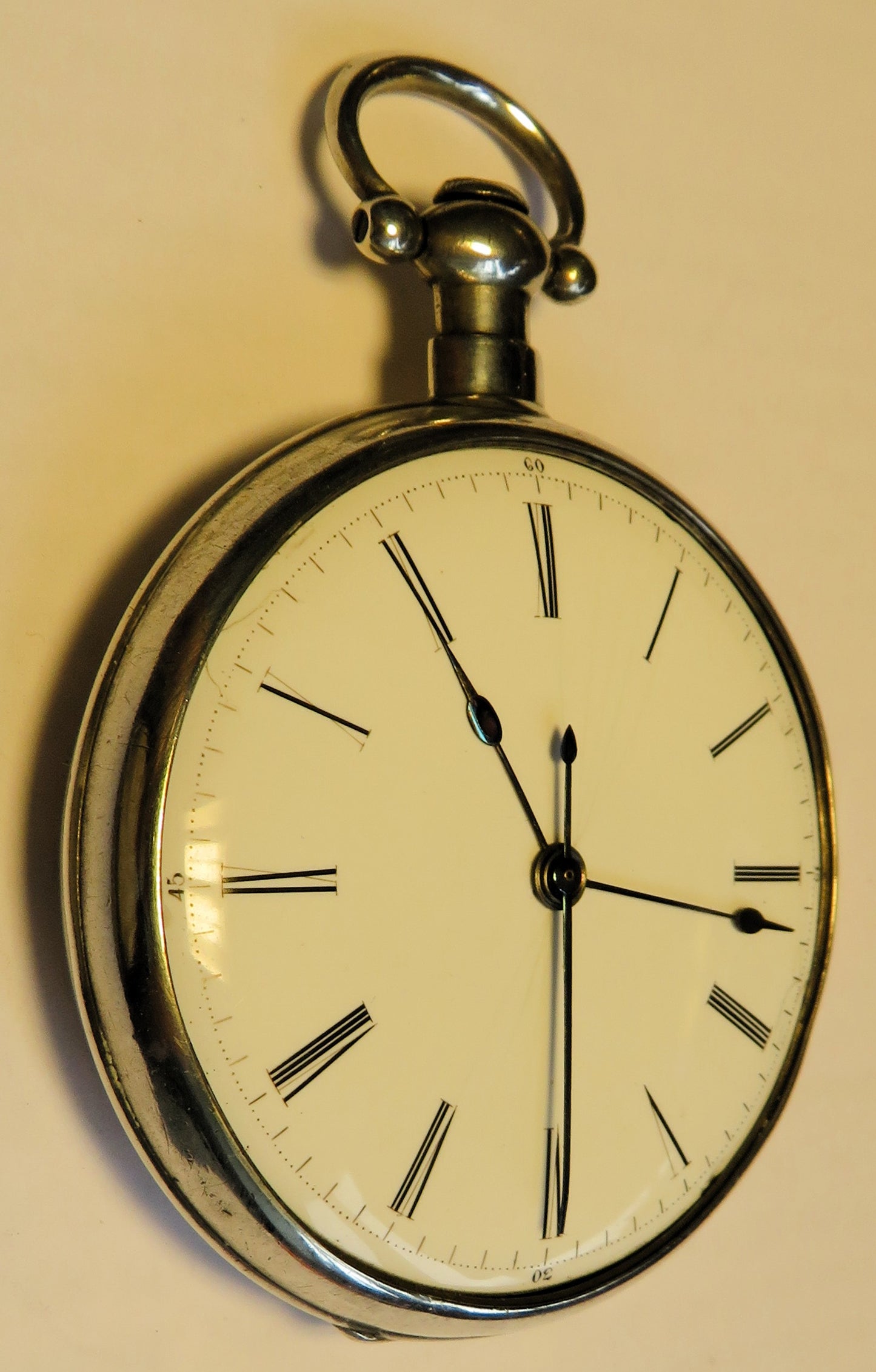 700 silver ornate watch observation clock, deck observation chronograph with central seconds.
