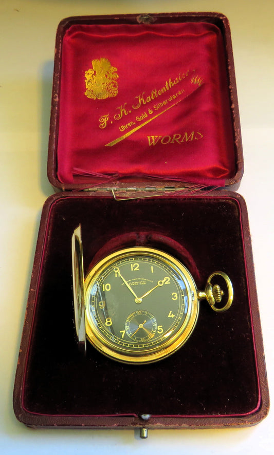 A. Lange & Söhne Glashütte 585 Gold OLIW Taschenuhr selt. schwarzes Zifferblatt - Sammler - Uhren