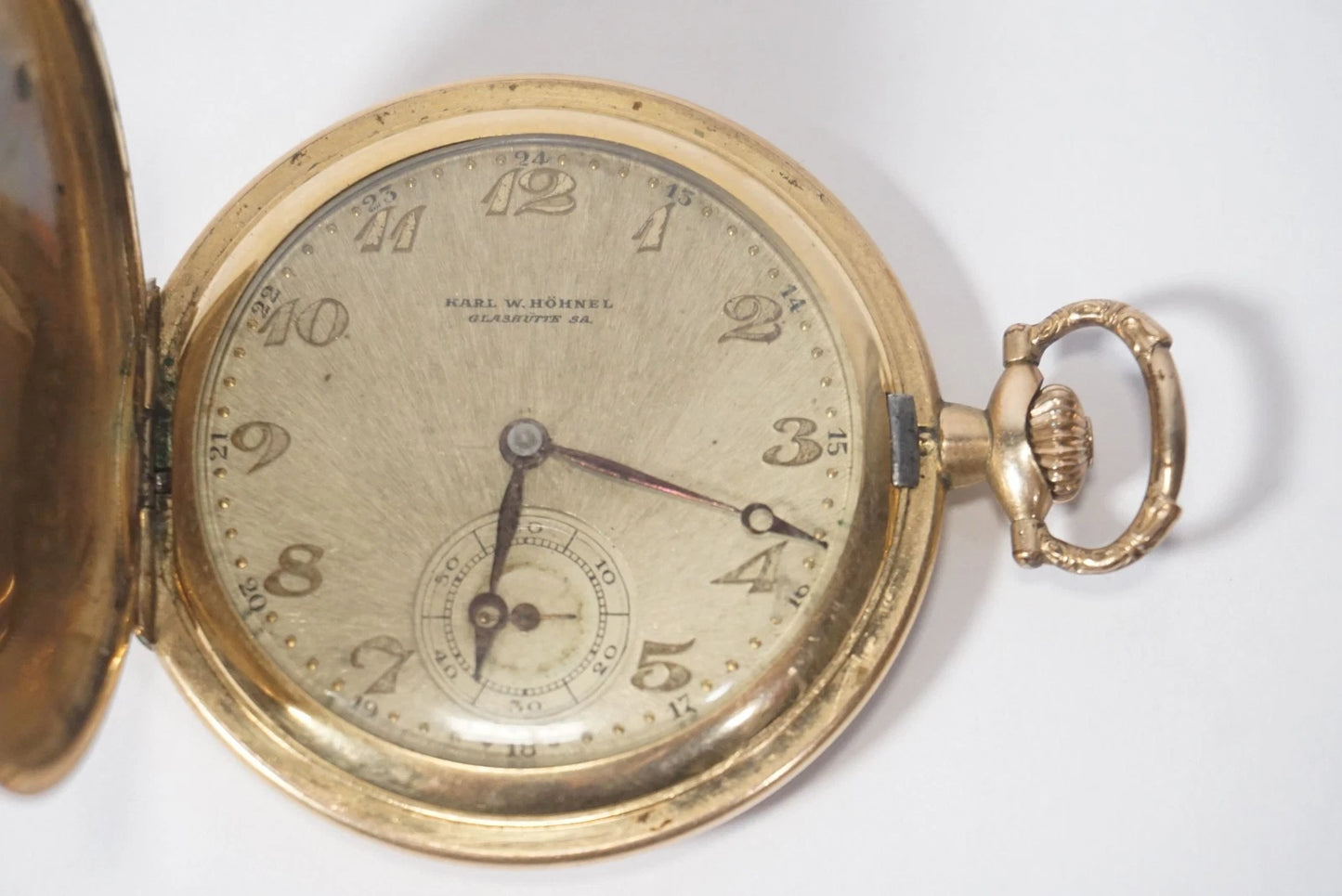 Seltenste Carl W. Höhnel Glashütte Taschenuhr Glashütter Bauart ca. 1930