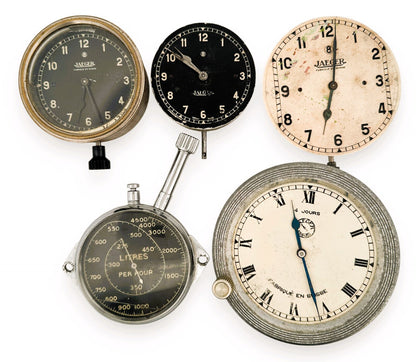 Jaeger LeCoultre 4 mal Borduhr Cockpituhr Einbauuhr 2 x nur Werk 2 x mit Gehäuse