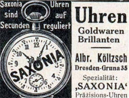 Saxonia Dresden Gruna Költzsch große Eisenbahneruhr ca. 1920 Junghans 33 b Werk