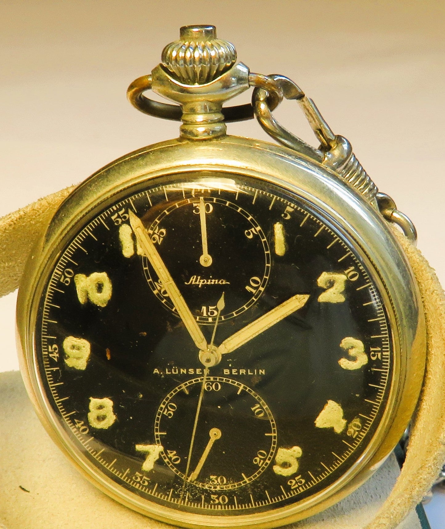 Alpina A. Lünser Berlin Reichs 100.000 Mann Wehr Deckuhr Chronograph Artillerie - Sammler - Uhren