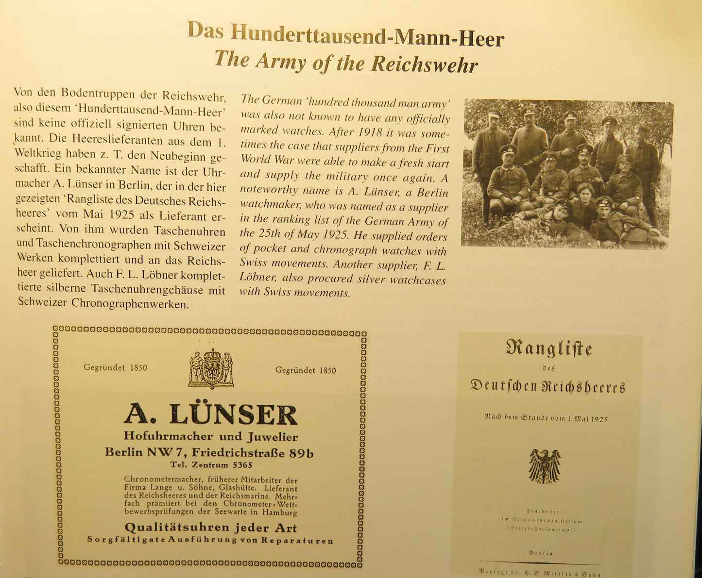 Alpina A. Lünser Berlin Reichs 100.000 Mann Wehr Deckuhr Chronograph Artillerie - Sammler - Uhren