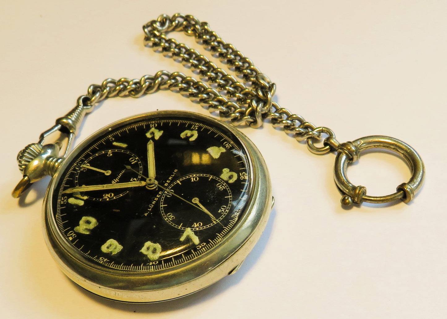 Alpina A. Lünser Berlin Reichs 100.000 Mann Wehr Deckuhr Chronograph Artillerie - Sammler - Uhren