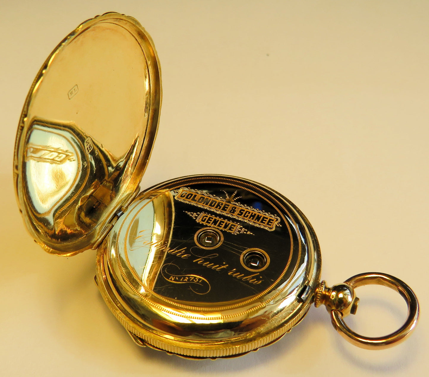 Antike Colondre & Schnee Geneve 18K Gold TU mit Emaile Lupenmalerei Diamant verm. Unikat - Sammler - Uhren