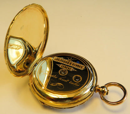 Antike Colondre & Schnee Geneve 18K Gold TU mit Emaile Lupenmalerei Diamant verm. Unikat - Sammler - Uhren