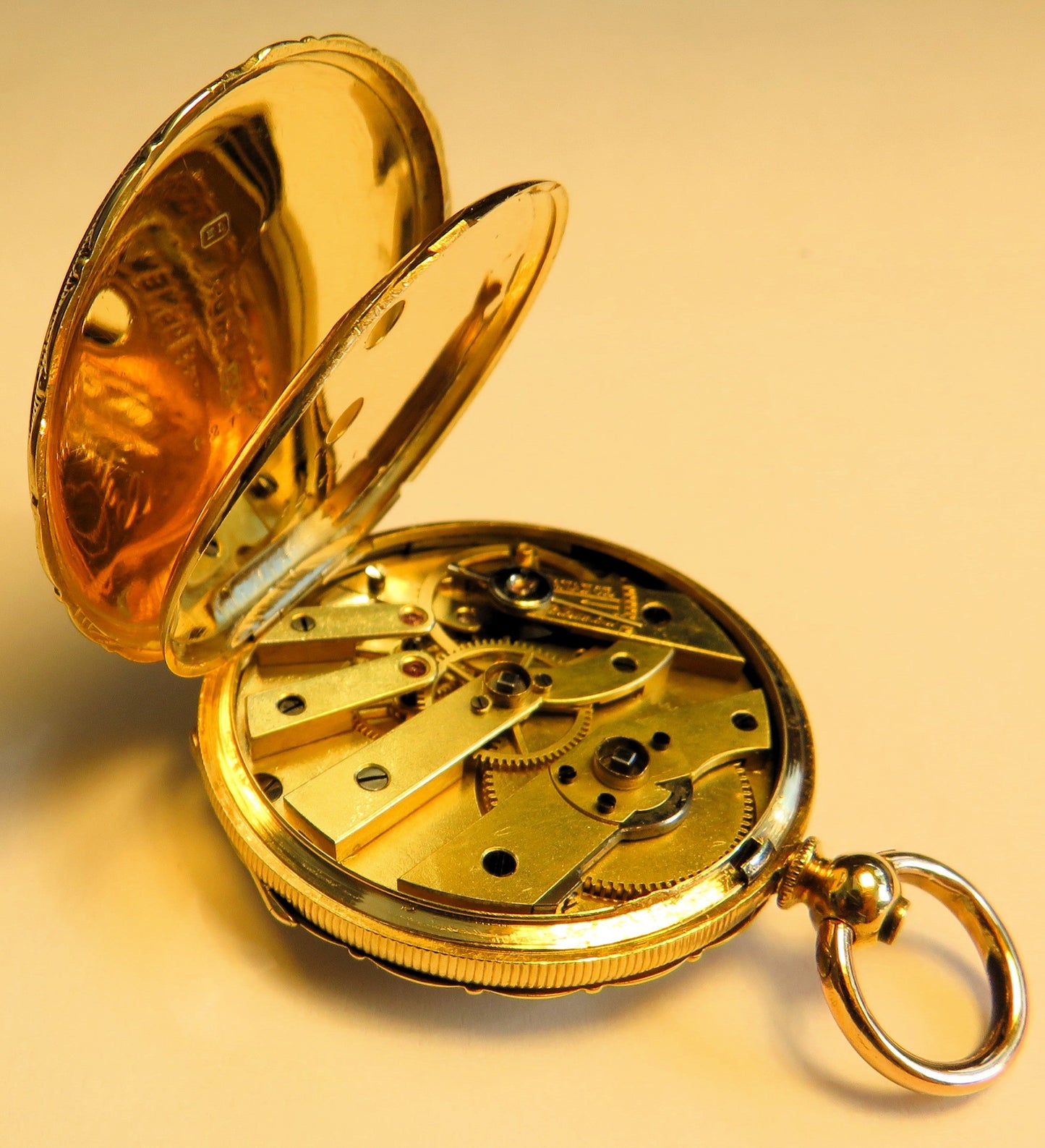 Antike Colondre & Schnee Geneve 18K Gold TU mit Emaile Lupenmalerei Diamant verm. Unikat - Sammler - Uhren