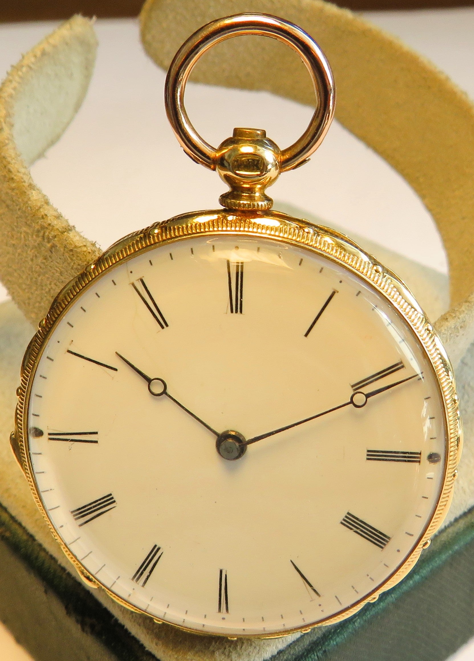 Antike Colondre & Schnee Geneve 18K Gold TU mit Emaile Lupenmalerei Diamant verm. Unikat - Sammler - Uhren