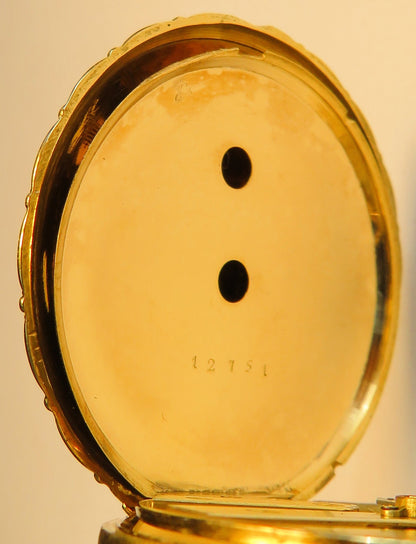 Antike Colondre & Schnee Geneve 18K Gold TU mit Emaile Lupenmalerei Diamant verm. Unikat - Sammler - Uhren