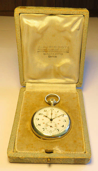 Auricoste franz. Militär Schaltrad Chronograph 1.iere Qualitée Ministre de la Guerre in OVP - Sammler - Uhren
