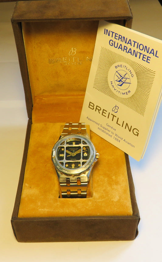 Breitling Tabarly Rallye Navitimer Herren Armbanduhr Quarz 1980 Fullset OVP - Sammler - Uhren