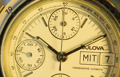 Bulova 4806 NOS Herren Chronorgraph Automatik Stahl Gold Day Date OVP - Sammler - Uhren