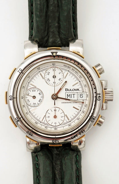 Bulova 4806 NOS Herren Chronorgraph Automatik Stahl Gold Day Date OVP - Sammler - Uhren
