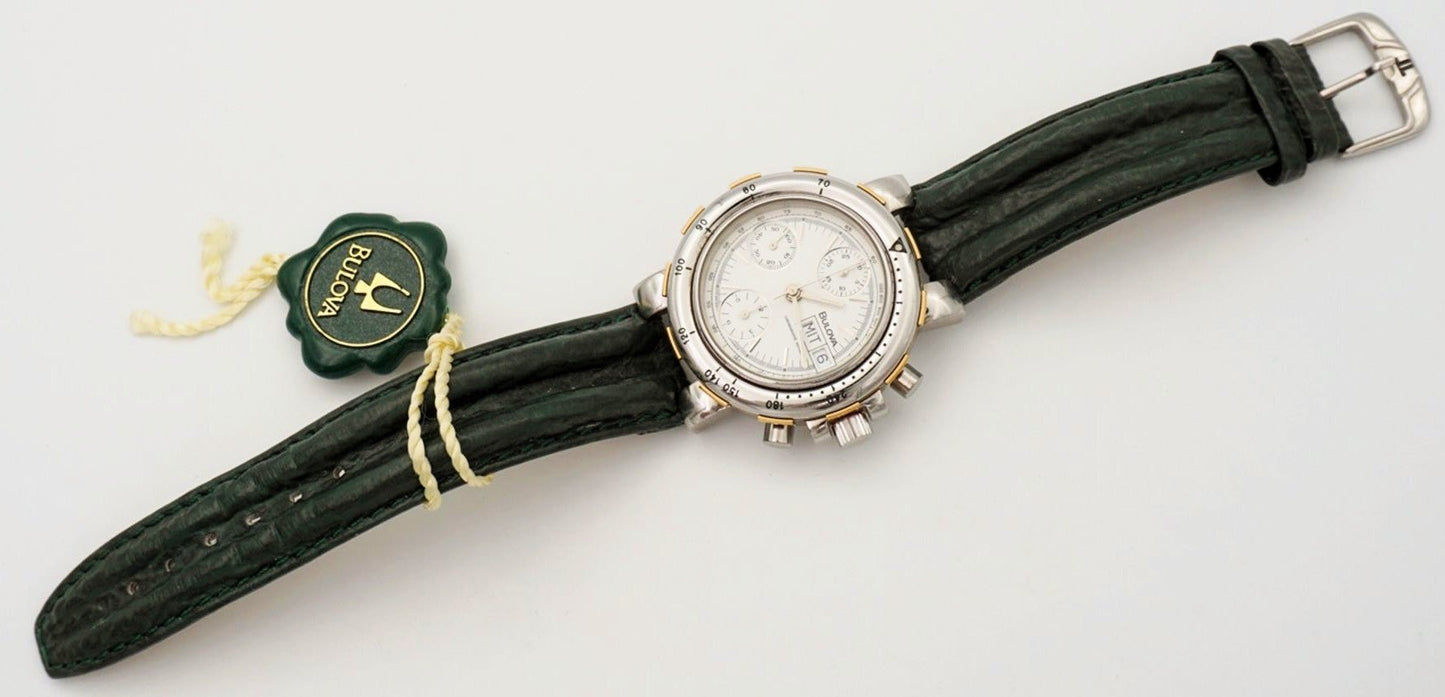 Bulova 4806 NOS Herren Chronorgraph Automatik Stahl Gold Day Date OVP - Sammler - Uhren