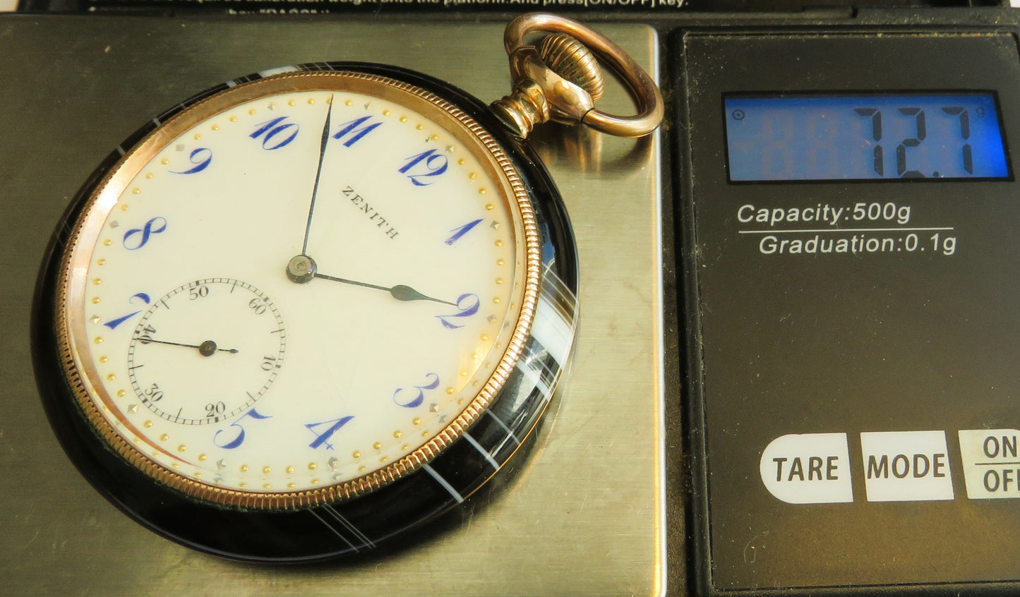 Chronomètre Zenith seltenste Luxus Herren Taschenuhr in Achat Gehäuse ca. 1900 - Sammler - Uhren