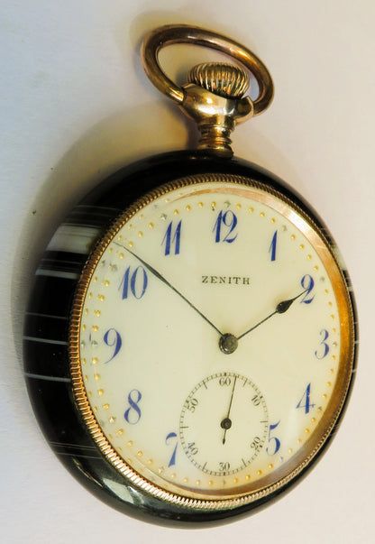 Chronomètre Zenith seltenste Luxus Herren Taschenuhr in Achat Gehäuse ca. 1900 - Sammler - Uhren