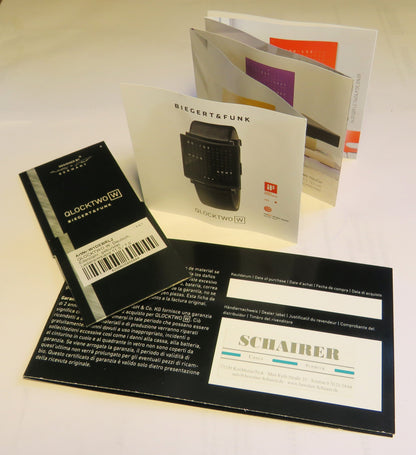 Clocktwo W 001 Armbanduhr Biegert & Funk - Uhr die Uhrzeit schreibt - Fullset! - Sammler - Uhren