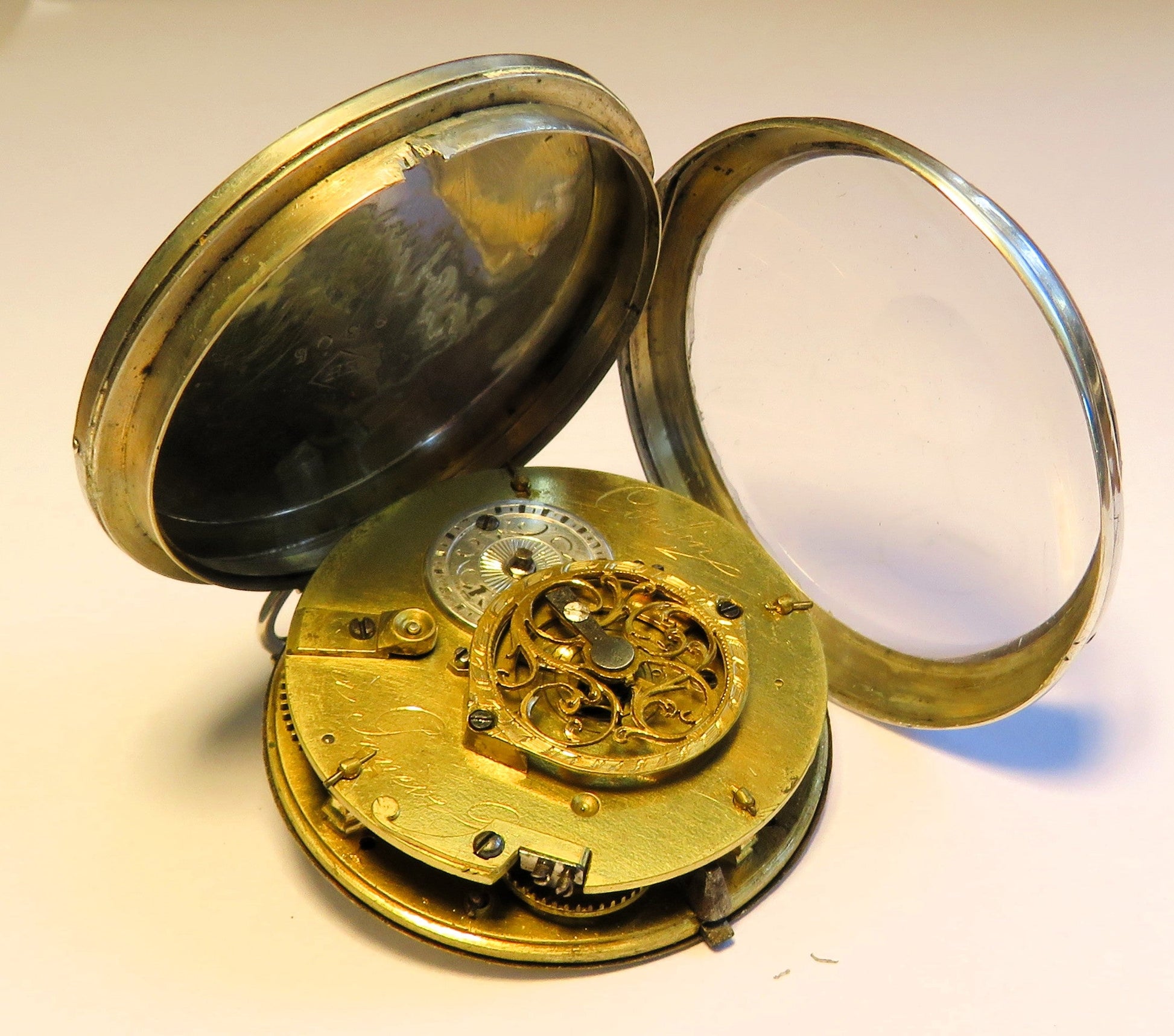 Coulin Jacques à Genève Spindel Taschenuhr Silber ca. 1795 - läuft - Sammler - Uhren